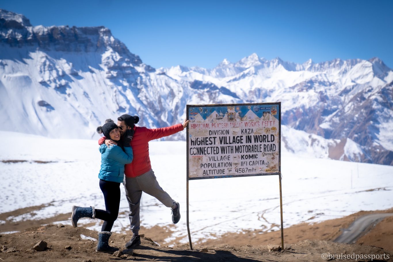 couple at the highest village in the world komic Spiti valley