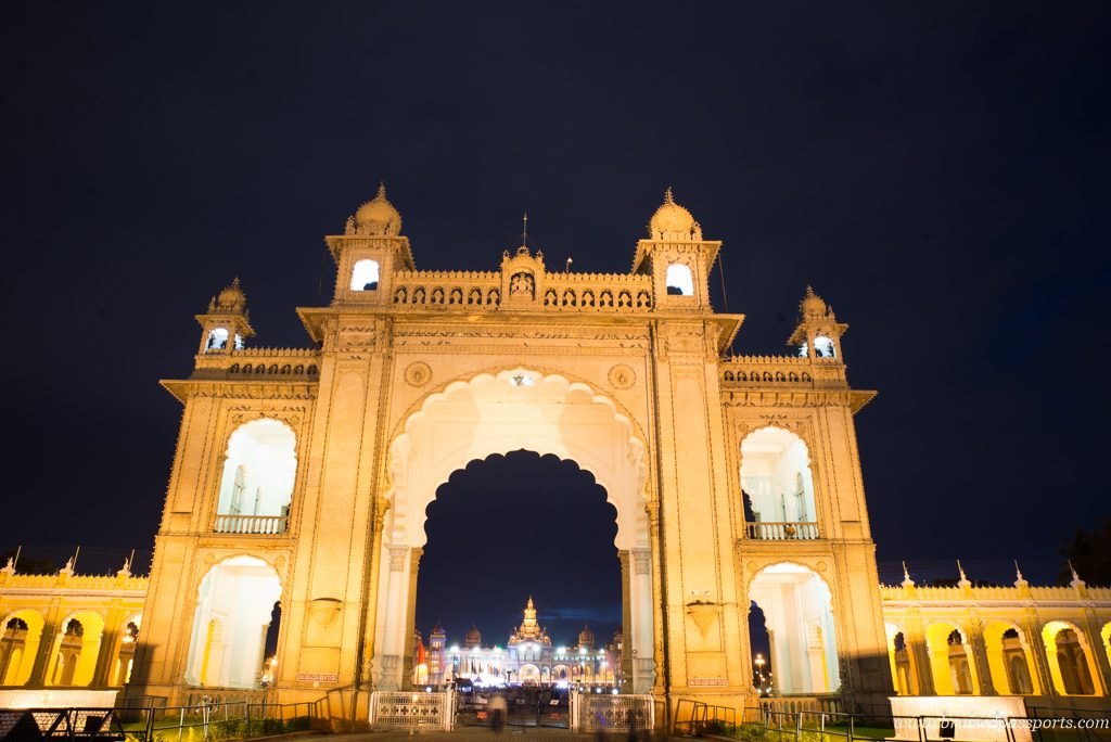 The entrance of the majestic Mysore Palace