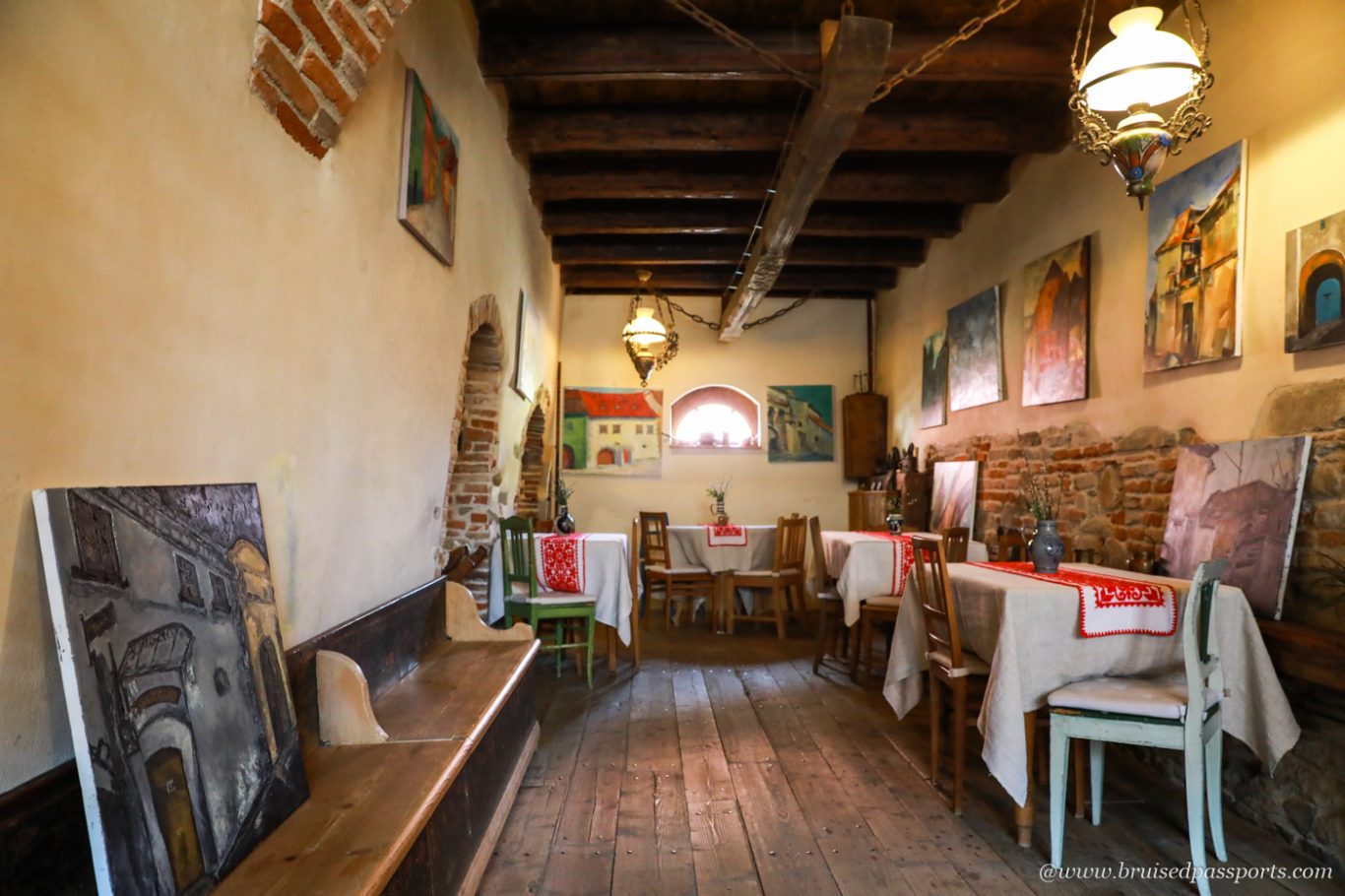 breakfast area at Fronius Residence in Sighisoara Romania