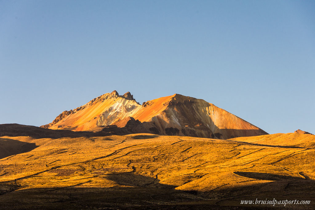 View of volcano Tunupa from Hotel Tayka de Sal