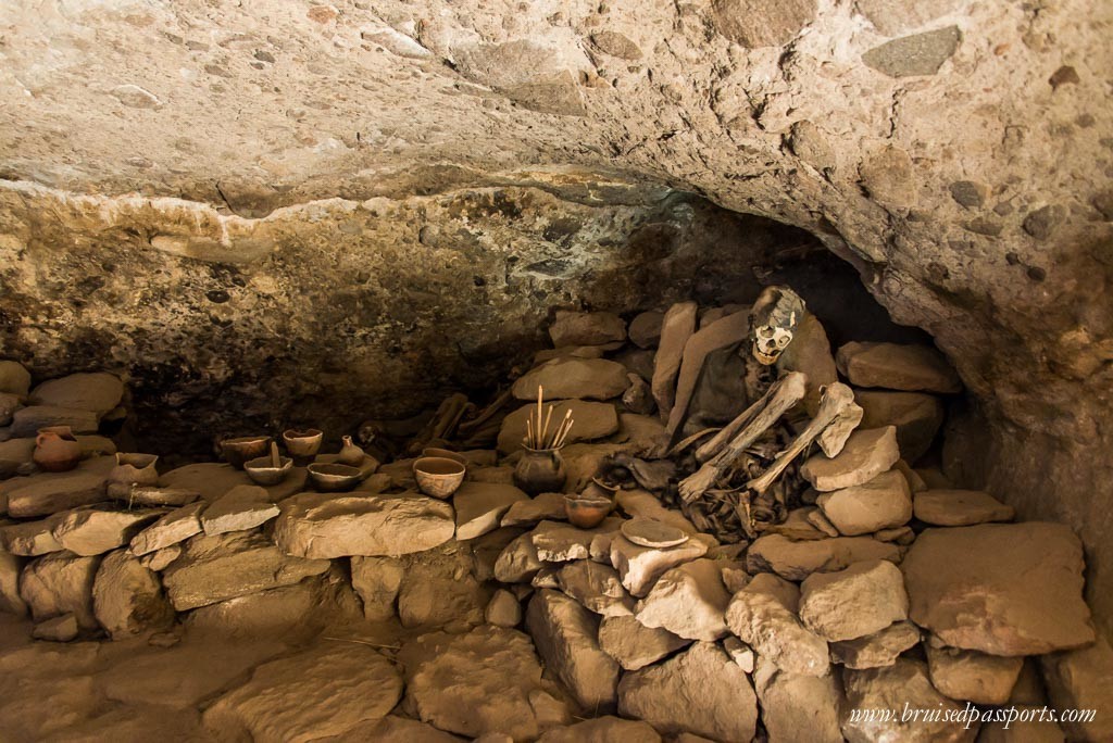 ancient cave with skeletons in Bolivia