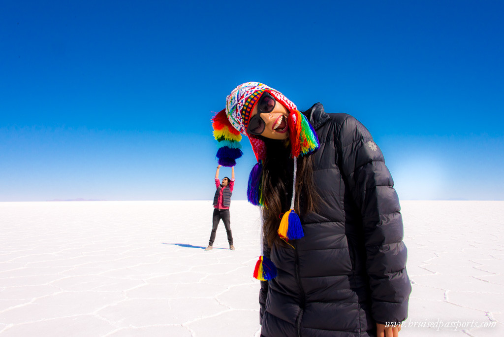 Playing around at the largest salt desert in the world - Salar De Uyuni,Bolivia