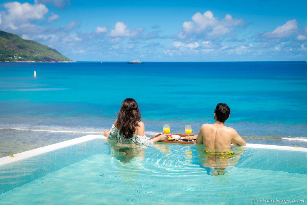 Pool villa infinity pool at Hilton Northolme Seychelles