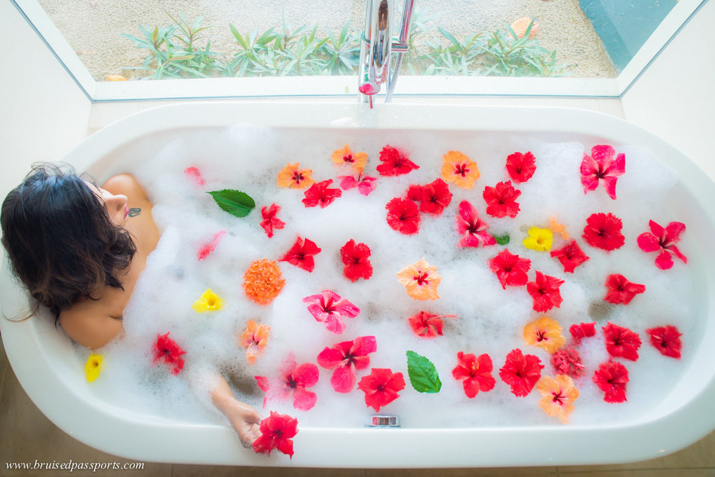 flower bath at Hilton Labriz Seychelles for honeymoon