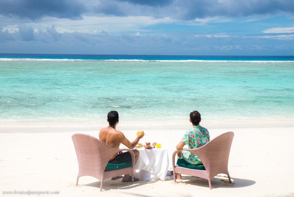 breakfast on the beach at Hilton Labriz Seychelles