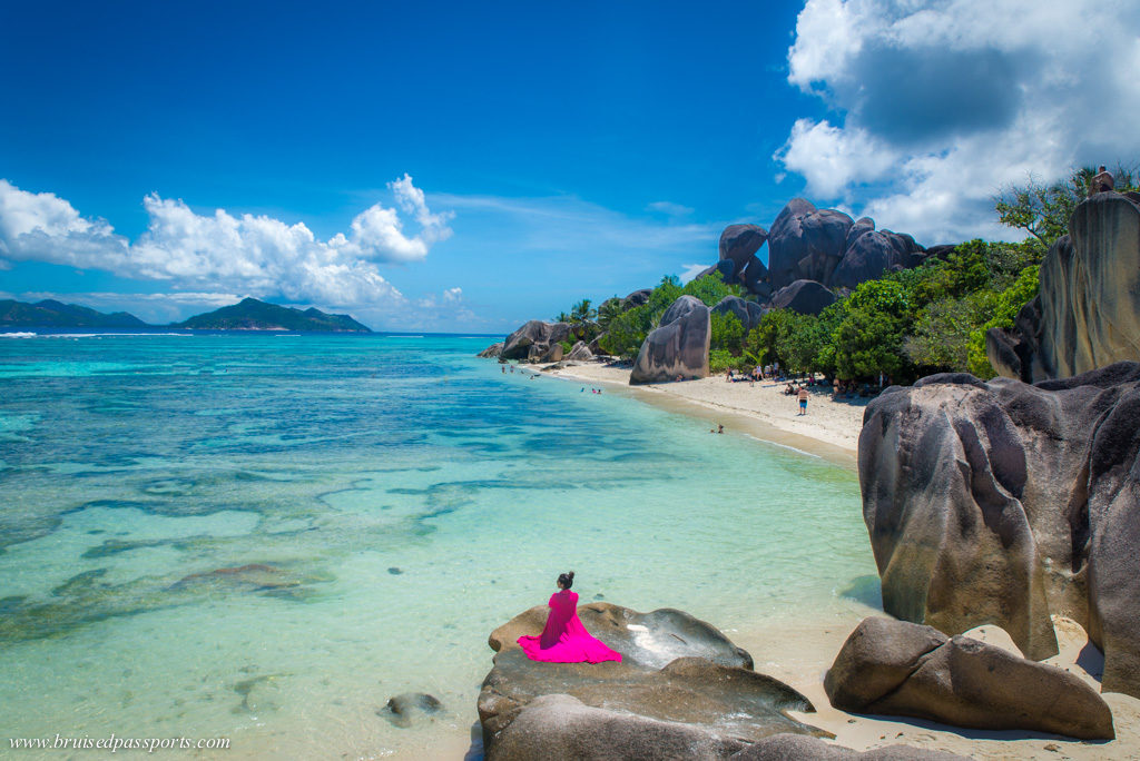 Woman at Anse Source D'Argent in La Digue