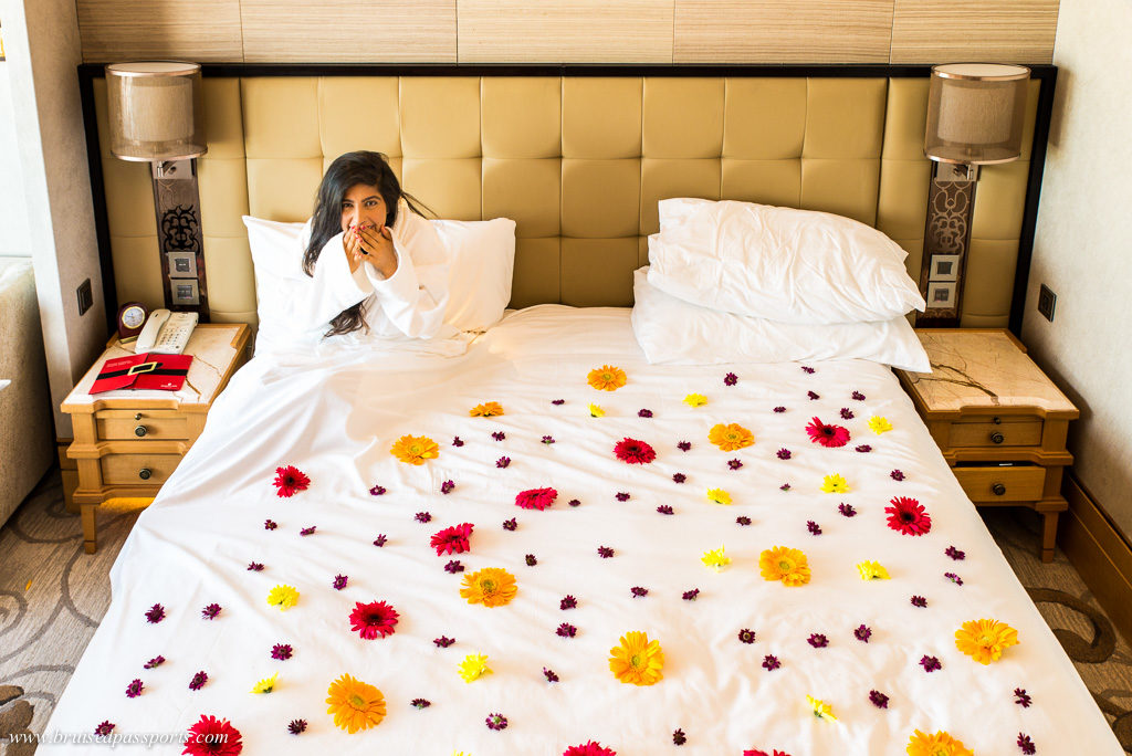 flowers on bed Shangri La Bengaluru