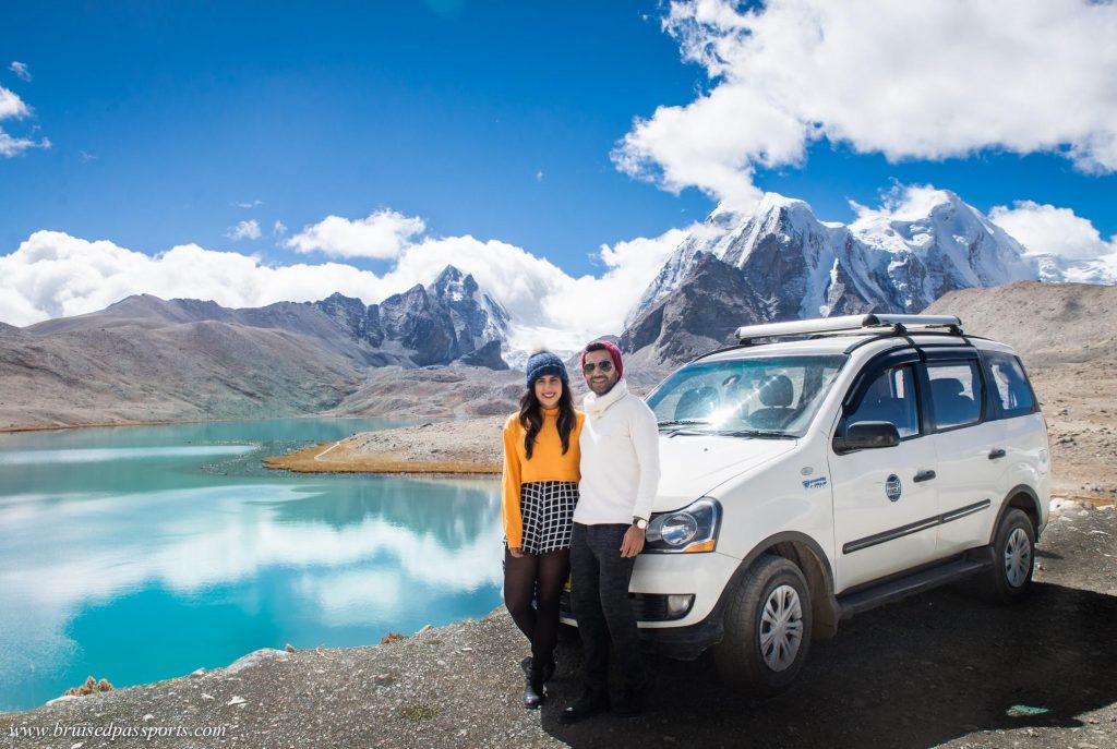 Couple at Gurudongmar lake in Sikkim