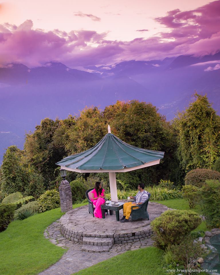 Evening tea overlooking Himalayas and Kanchenjonga at Elgin Pelling Hotel