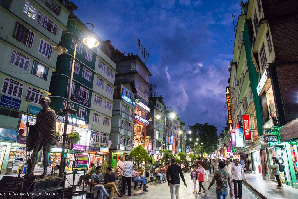 Walking around and having momos in Gangtok MG Road