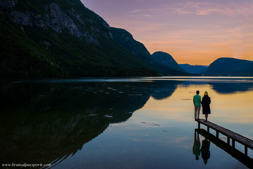 Sunset at Lake Bohinj in Slovenia