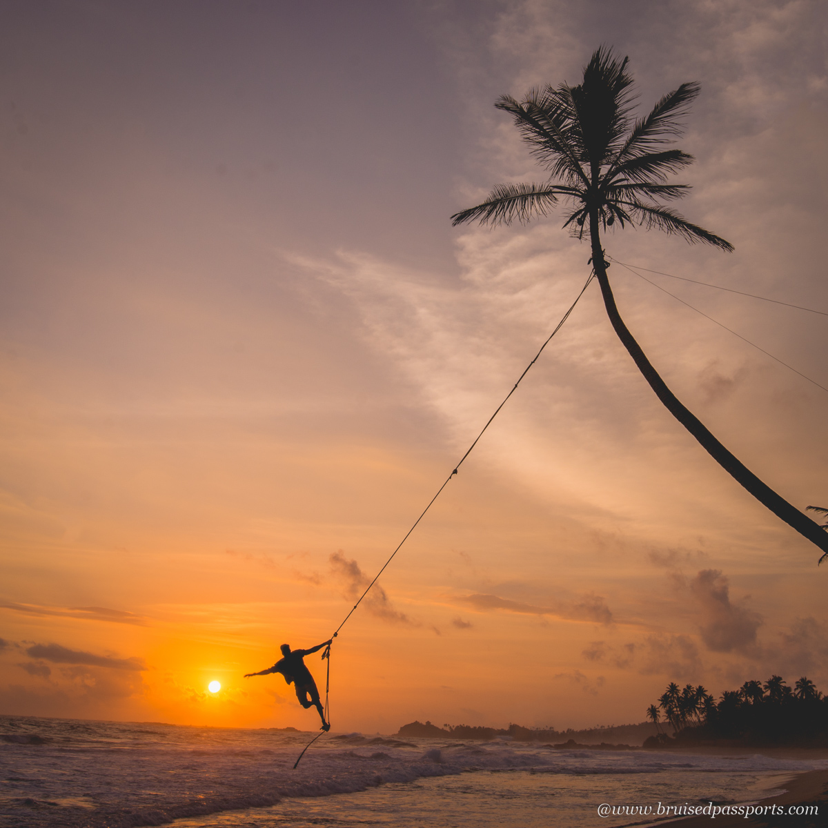 Swing at Dallawella beach in Unawatanu near Mirissa