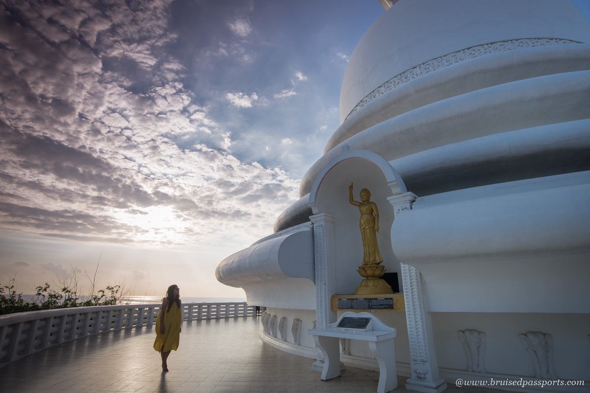 Japanese peace pagoda Galle sunset