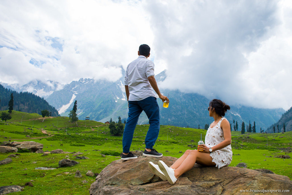 Couple enjoying the peace at Sonmarg near Srinagar