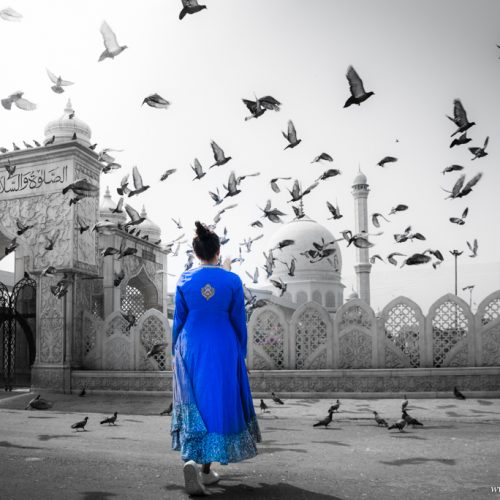 Girl at Hazrat Bal shrine in Srinagar