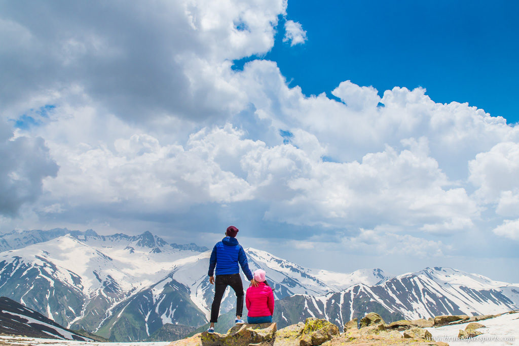 Couple on top of Gondola in Gulmarg near Srinagar