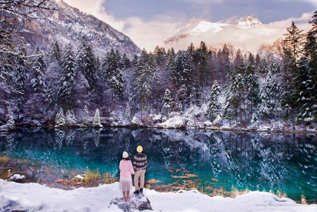 Switzerland Road Trip Blausee couple