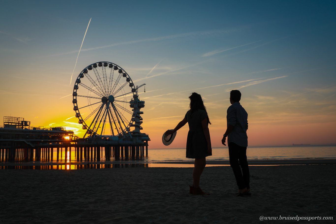 Sunset at the pier near The Hague