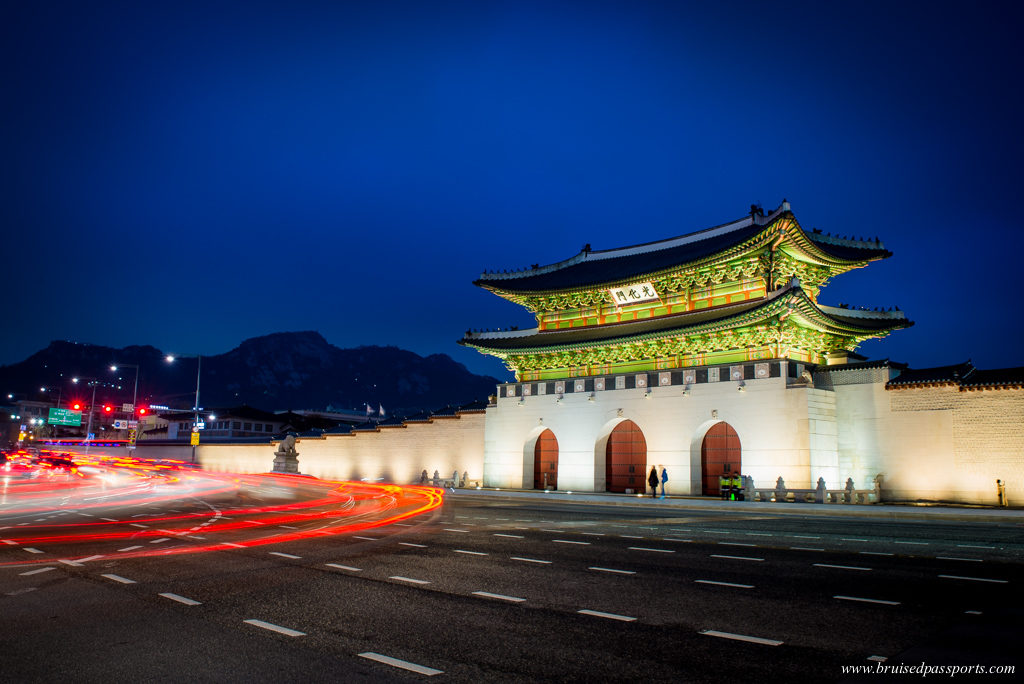 Gyeongbokgung palace entrance at blue hour