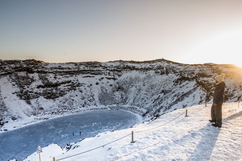 frozen lake kerid in Golden Circle of Iceland