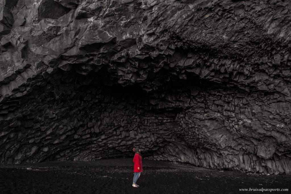 basalt columns at Reynisfjara black sand beach in Iceland