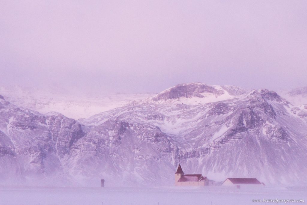 A church in extreme weather in Snaefellsness