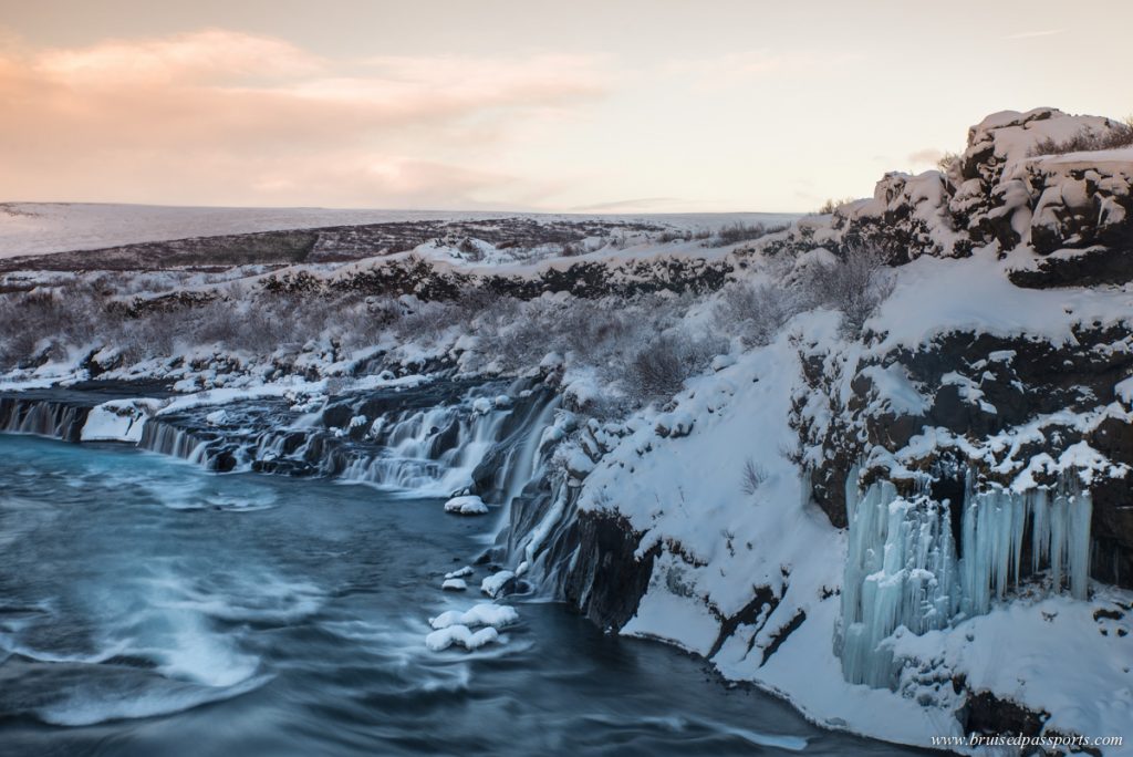 Hraunfossar lava waterfalls in Iceland