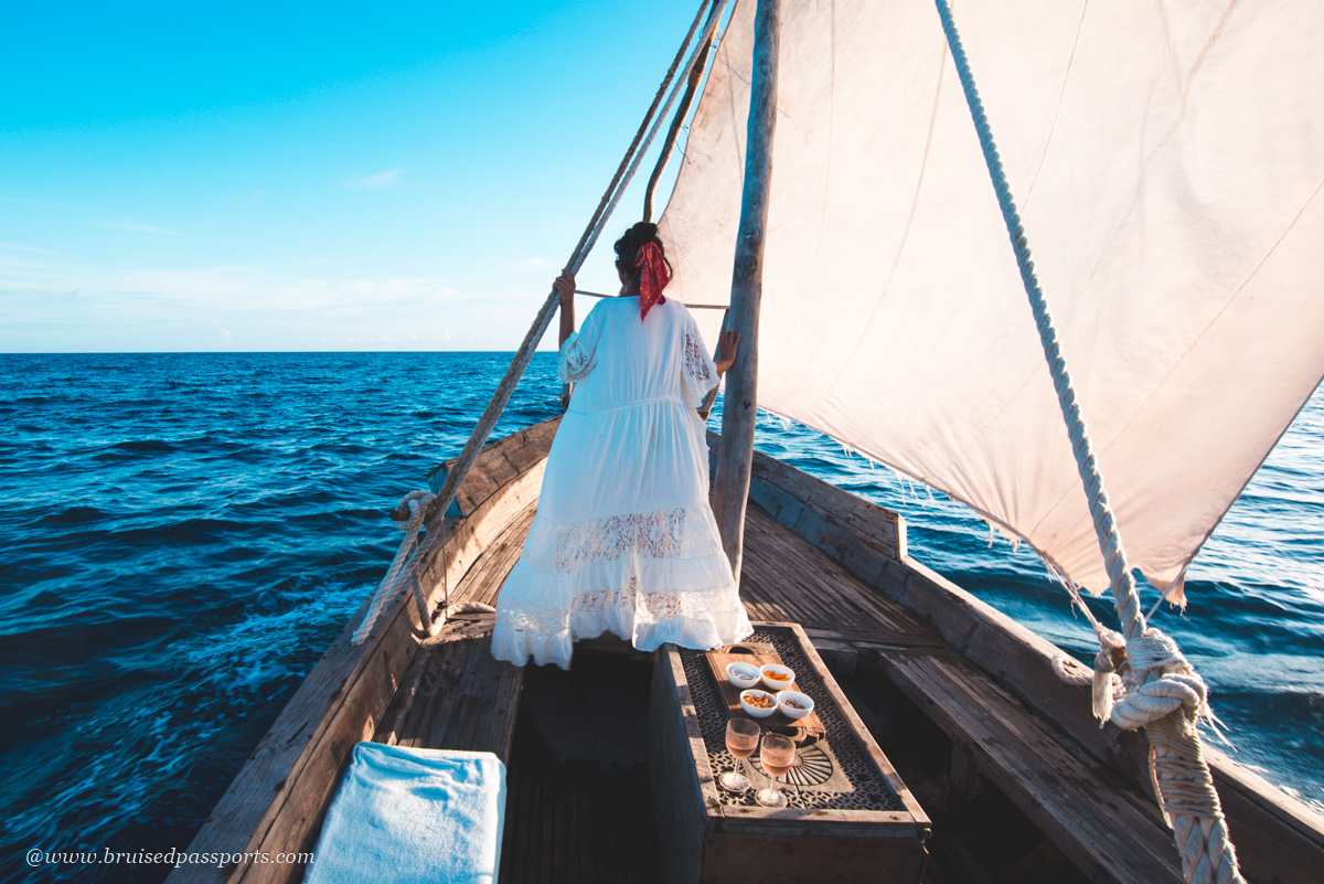 sunset dhow boat ride at AndBeyond Mnemba lodge